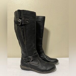BOC Women's Size 6 M Barbana Born Concept Tall Black Leather Riding Moto Boots